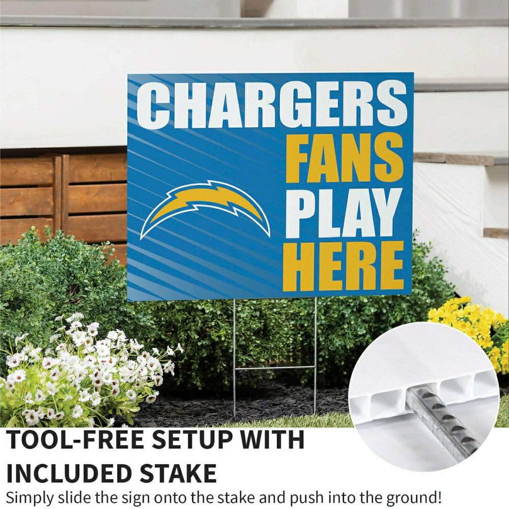 Los Angeles Chargers Coroplast Yard Sign "Fans Play Here", Home