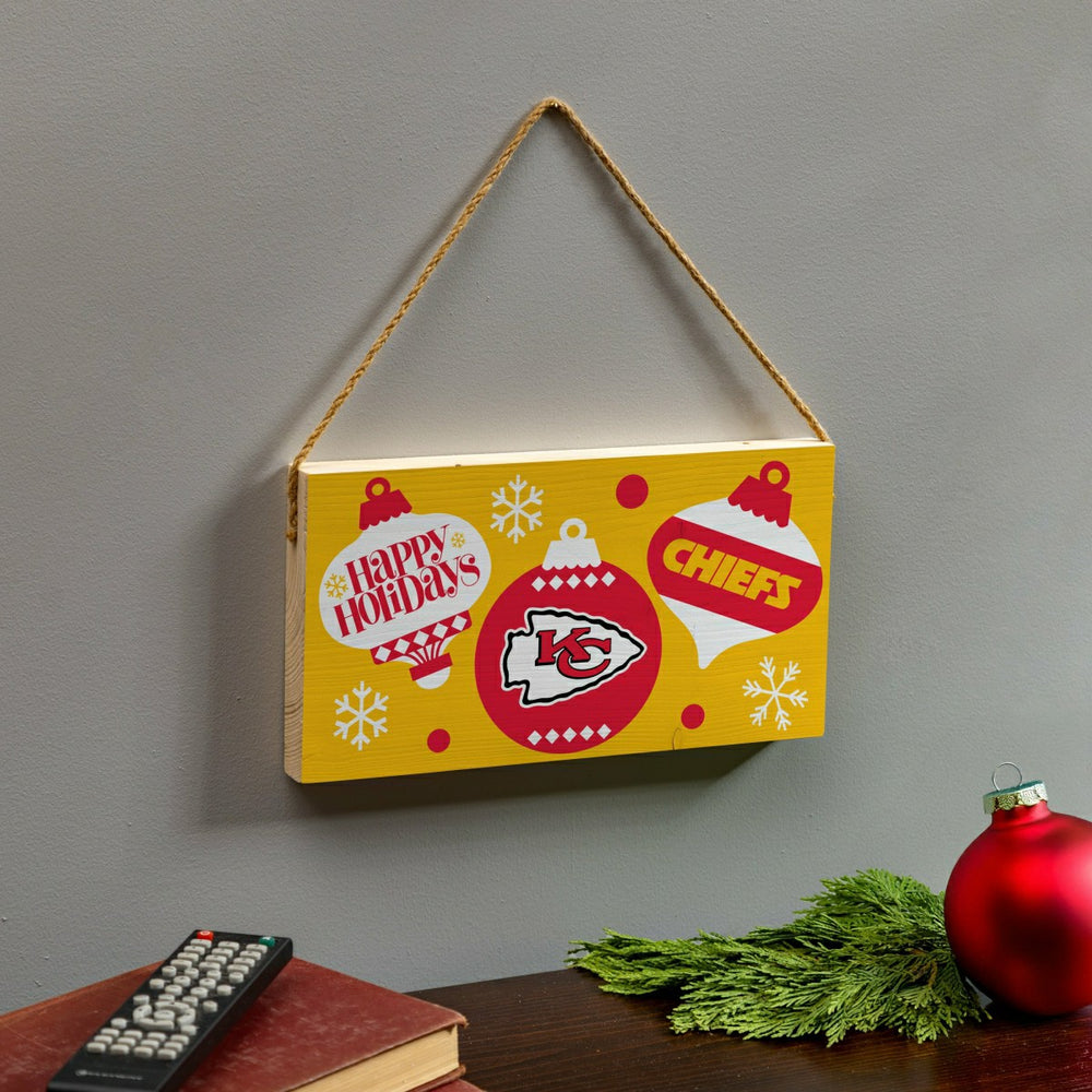 Kansas City Chiefs Holiday Wood Wall Sign, 6x11, Home