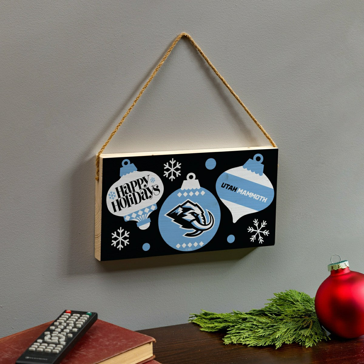 Utah Mammoth Holiday Wood Wall Sign, 6x11, Home