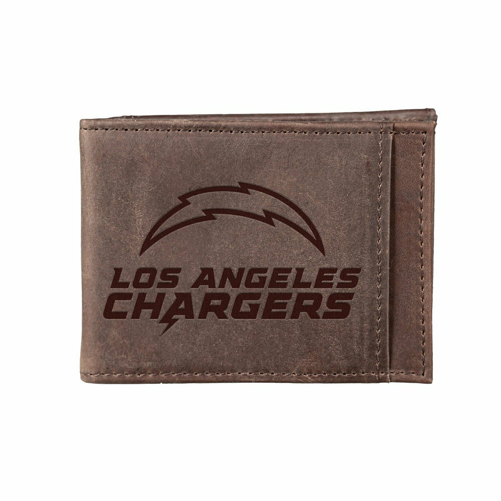 Front Pocket Wallet w/ RFID Blocking, Los Angeles Chargers, Brown, Home