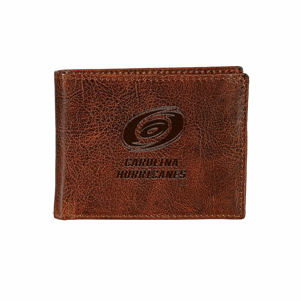 Carolina Hurricanes, Embossed 100% Genuine Tumbled Leather Passcase Bi, Home