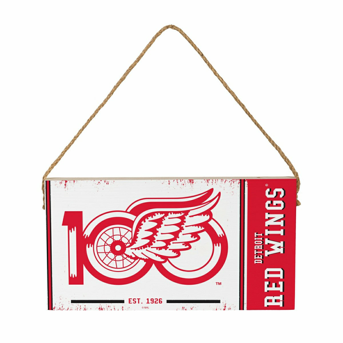 Detroit Red Wings,100 Anniversary Wood Wall Sign, 6x11, Home