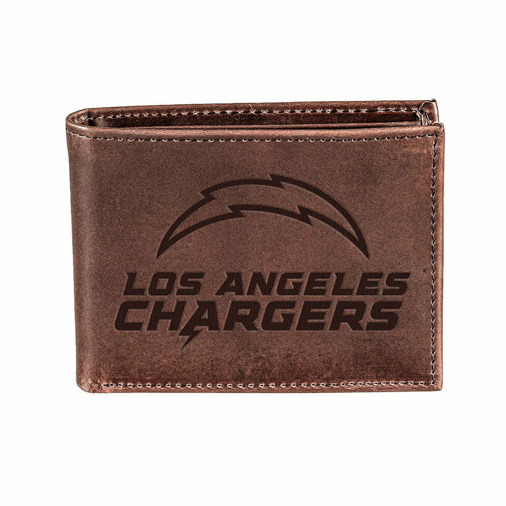 Los Angeles Chargers, Bi-Fold Wallet, Brown, CH, 100% Genuine Leather, Home