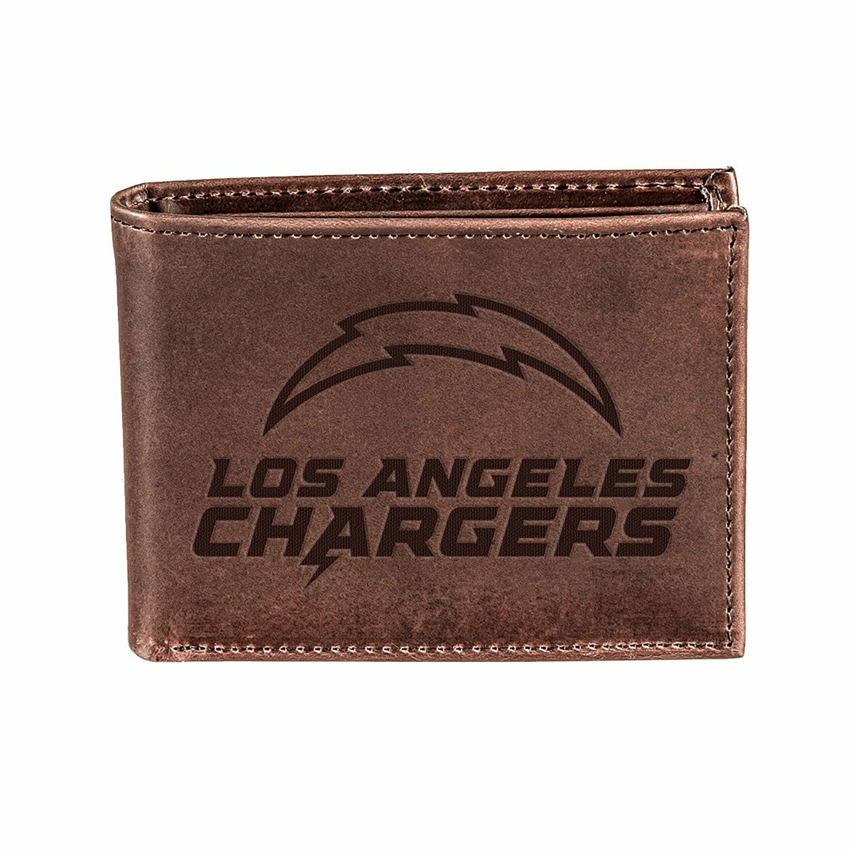 Los Angeles Chargers, Bi-Fold Wallet, Brown, CH, 100% Genuine Leather, Home